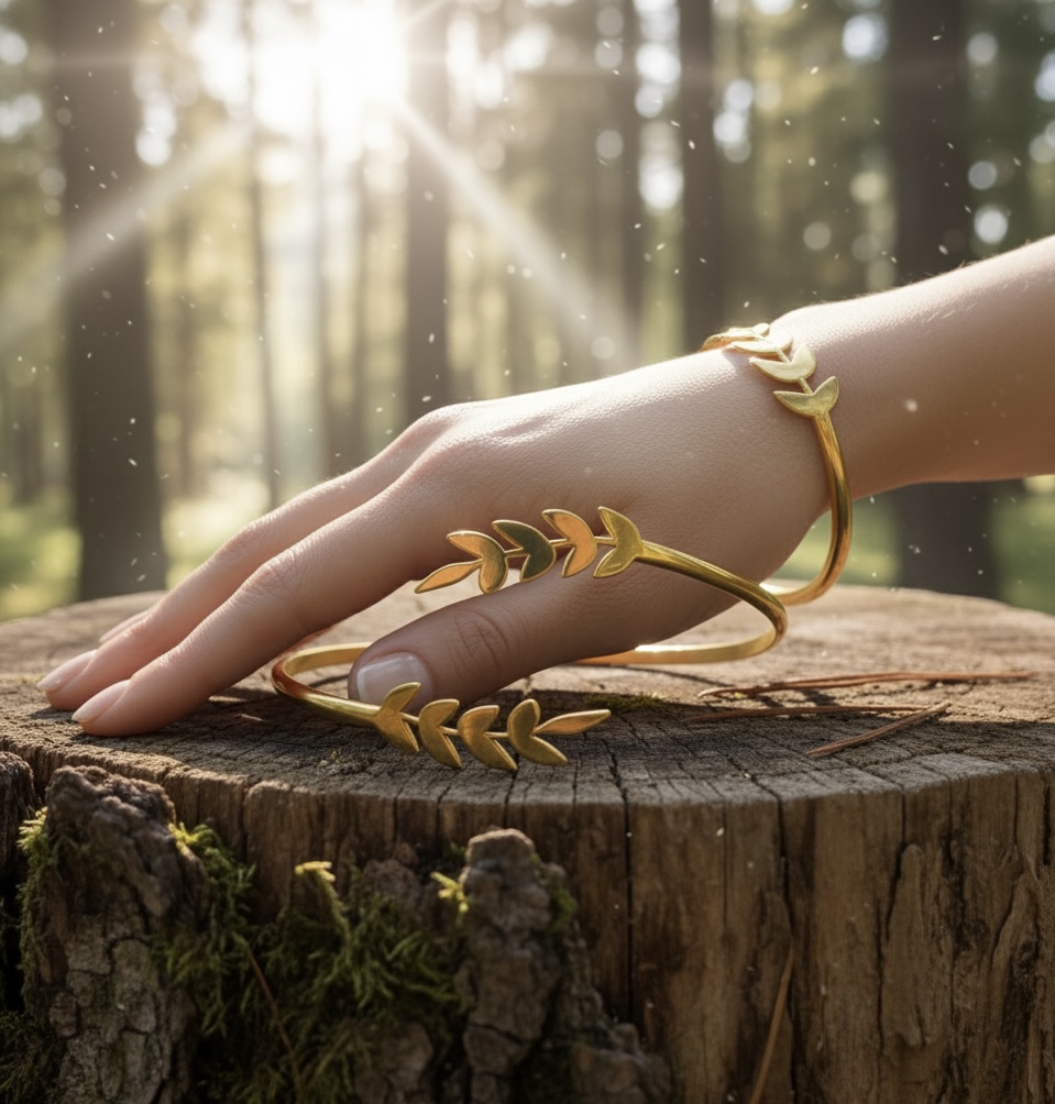 Zeytin Dalı Gümüş Kol Manşeti